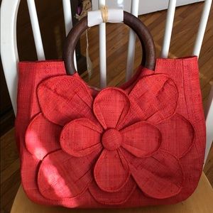 Red Flower 🌺 Straw Bag